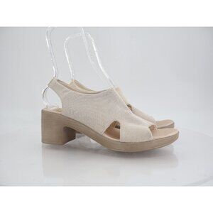 BZees Women's Eden Slingback Strappy Sandals Beige Gold Lame Fabric Size 11M